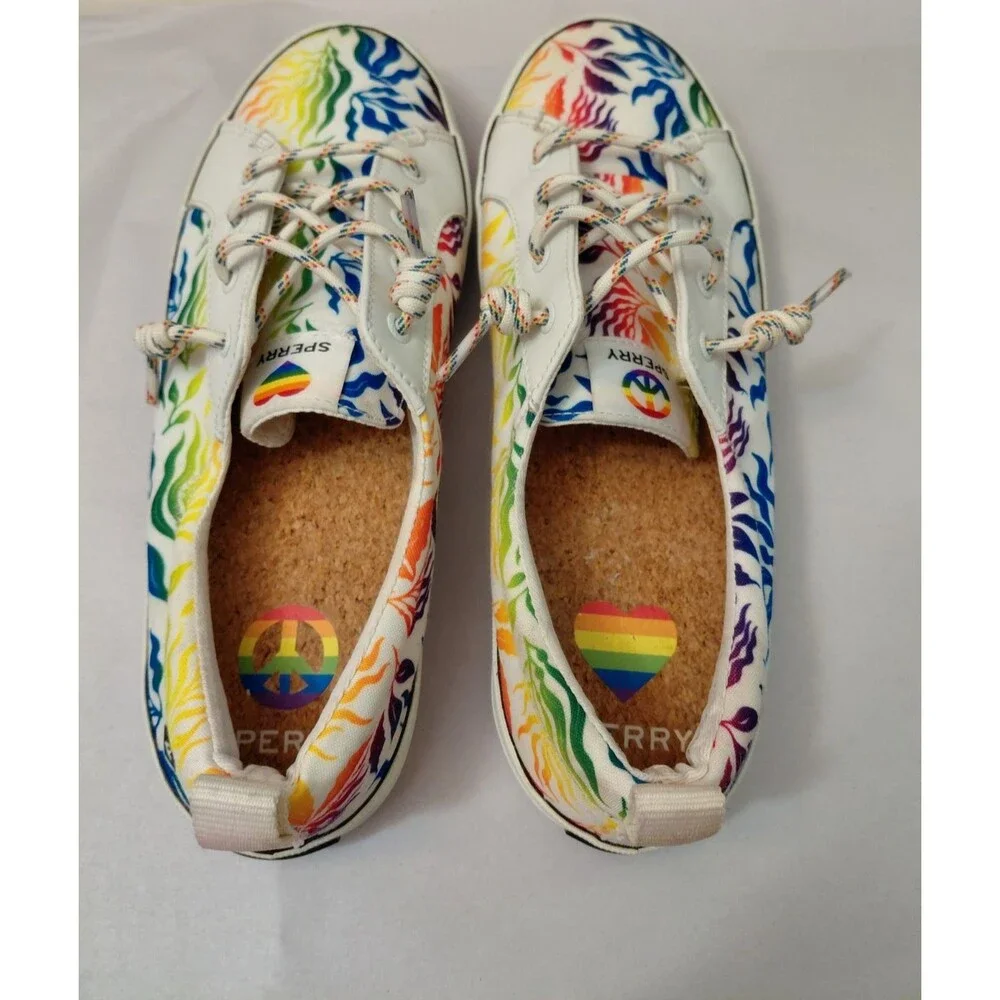 Sperry STS87526 Crest Vibe Pride Women 10M Multicolor Classic Sneaker Boat Shoes